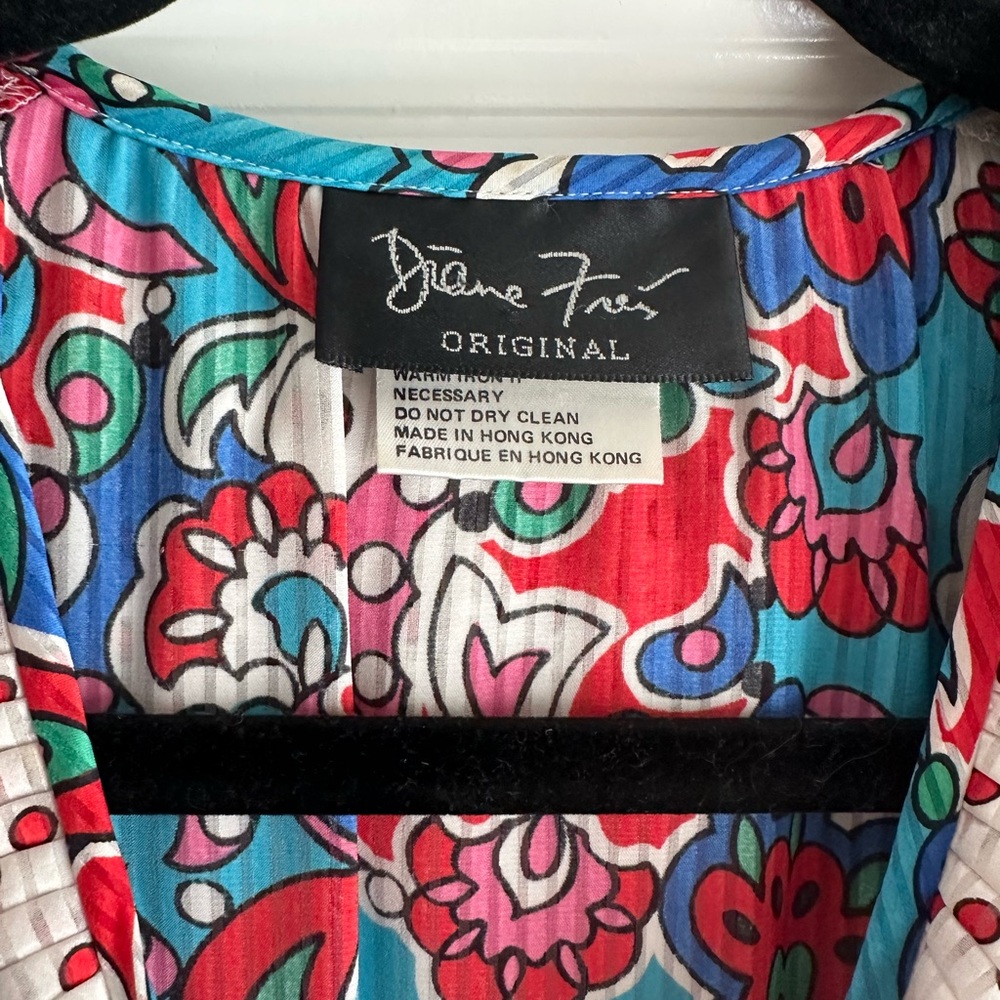 Vintage Diane Freis Floral and Polka Dot Ruffle Georgette Dress size Medium - Picture 3 of 7
